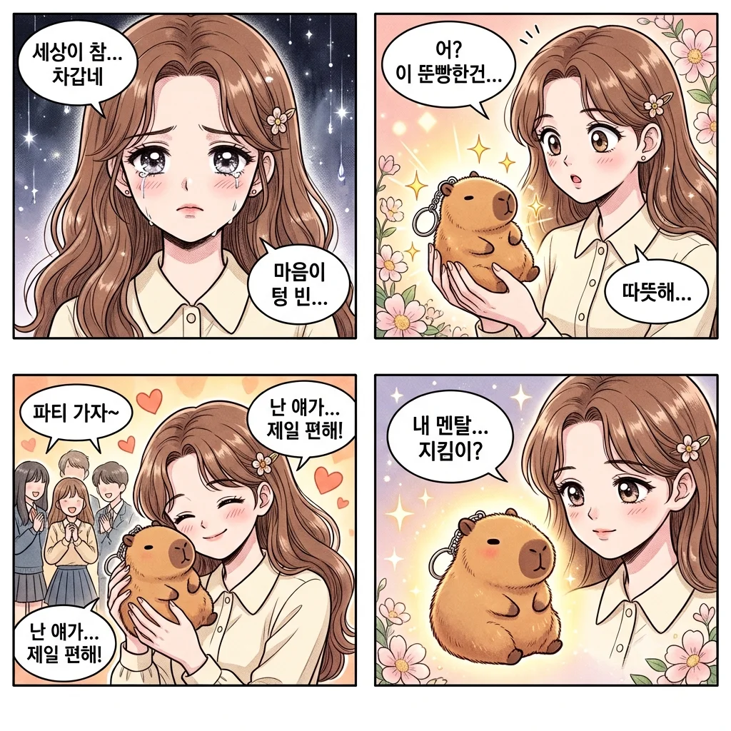 다다랜드 뚠빵한 카피바라 동물 인형 키링